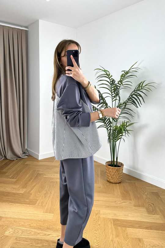 Tyren Antrasit Gömlek Detaylı Modal Sweatshirt