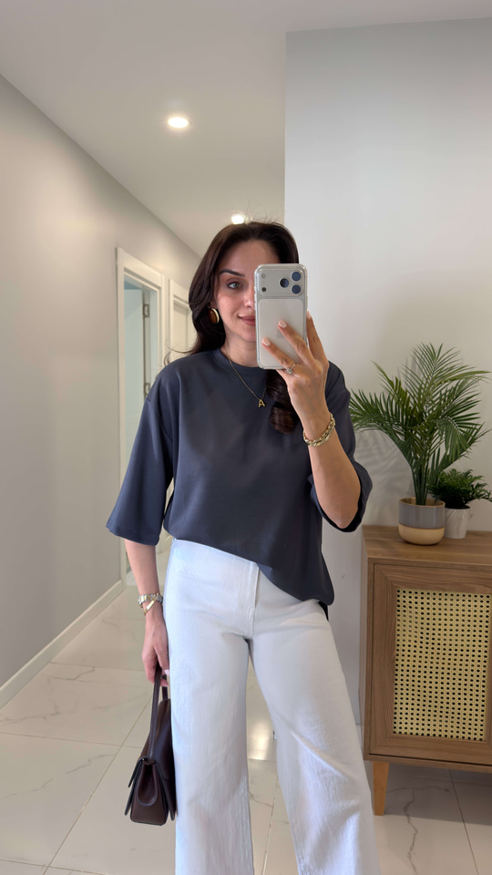 Chesica Antrasit Modal Basic Tişört