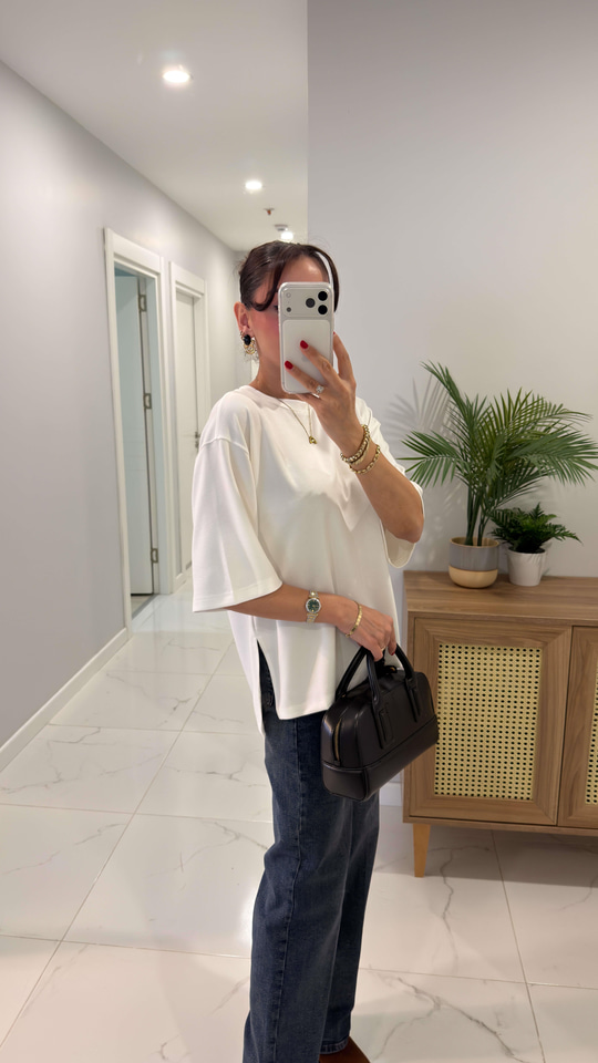 Chesica Beyaz Modal Basic Tişört