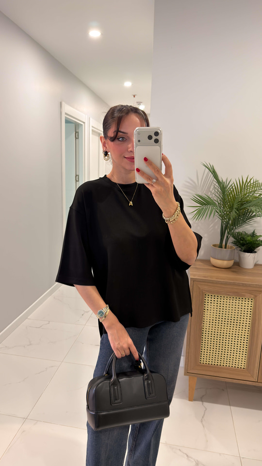 Chesica Siyah Modal Basic Tişört