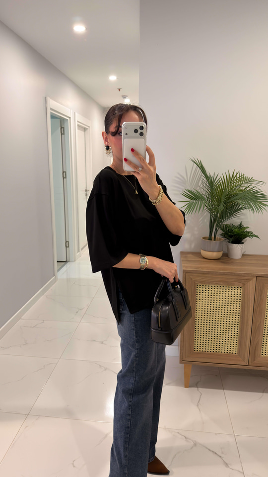 Chesica Siyah Modal Basic Tişört