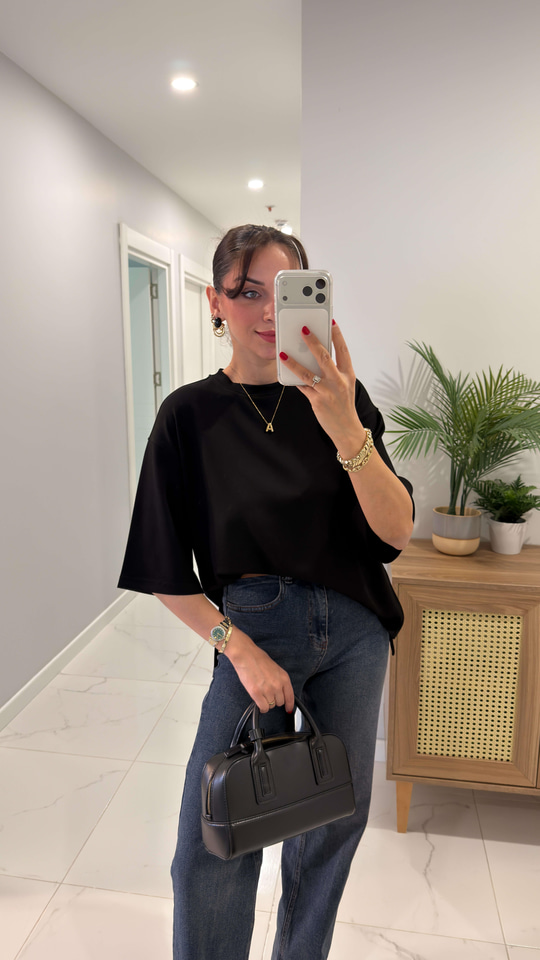 Chesica Siyah Modal Basic Tişört