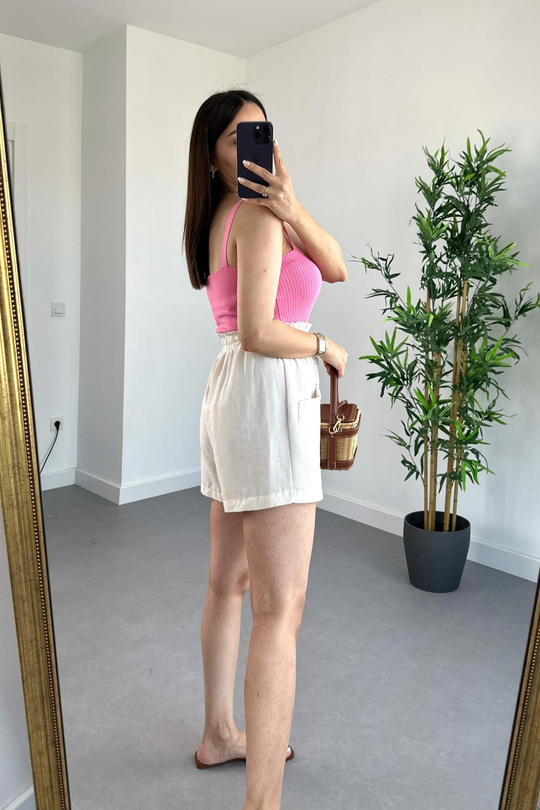 Hocco Pembe Kalın Askılı Fitilli Crop