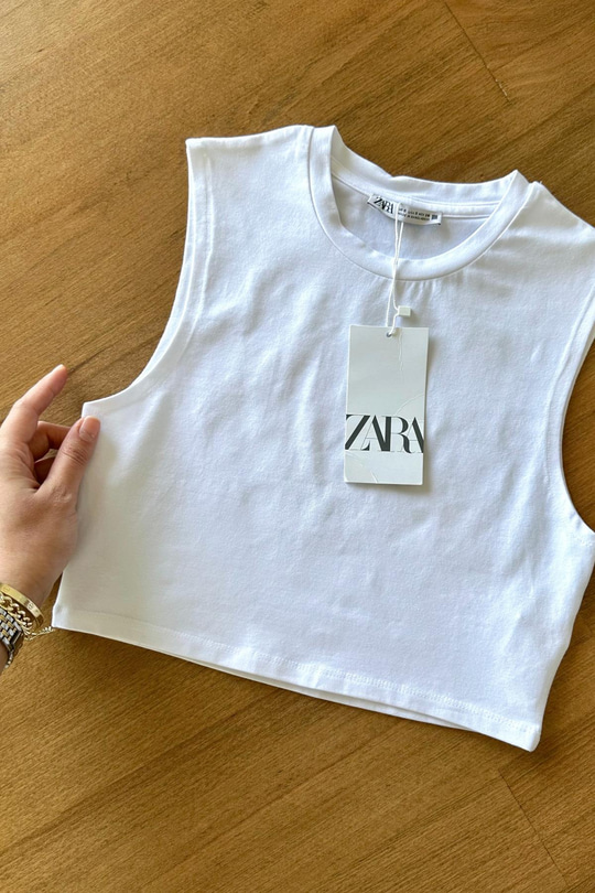 Zr Beyaz Basic Crop Top