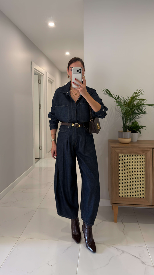 CS Deja Dark Blue Denim Gömlek Pantolon Takım