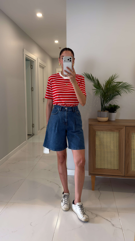 Cs Monaco Mavi Pileli Denim Şort