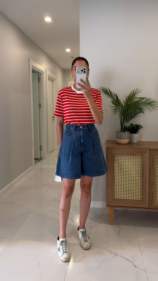 Cs Monaco Mavi Pileli Denim Şort