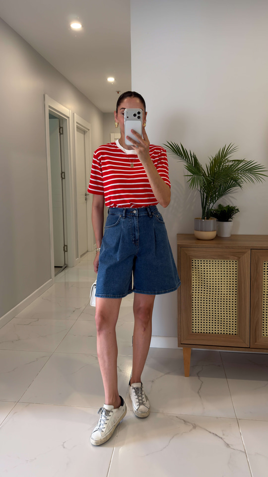 Cs Monaco Mavi Pileli Denim Şort