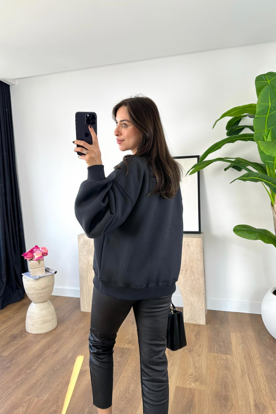 ZR Antrasit Bisitklet Yaka Canada Sweatshirt