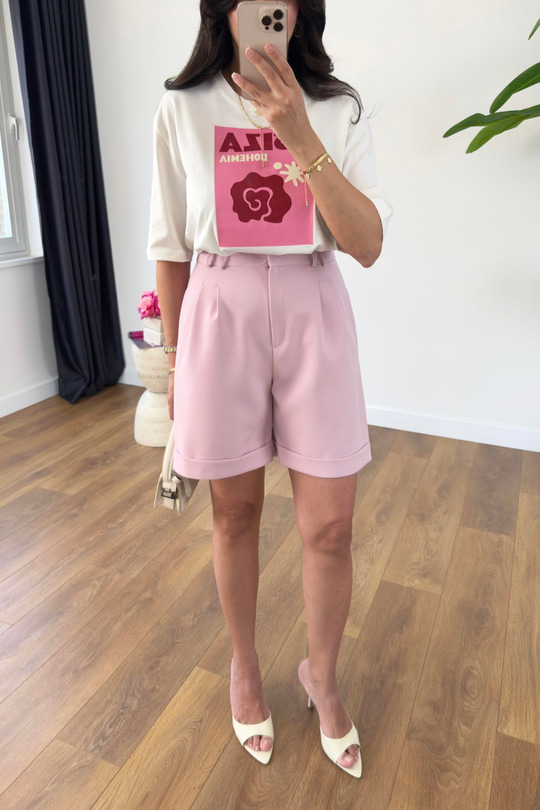 Dania Pembe Double Paça Şort