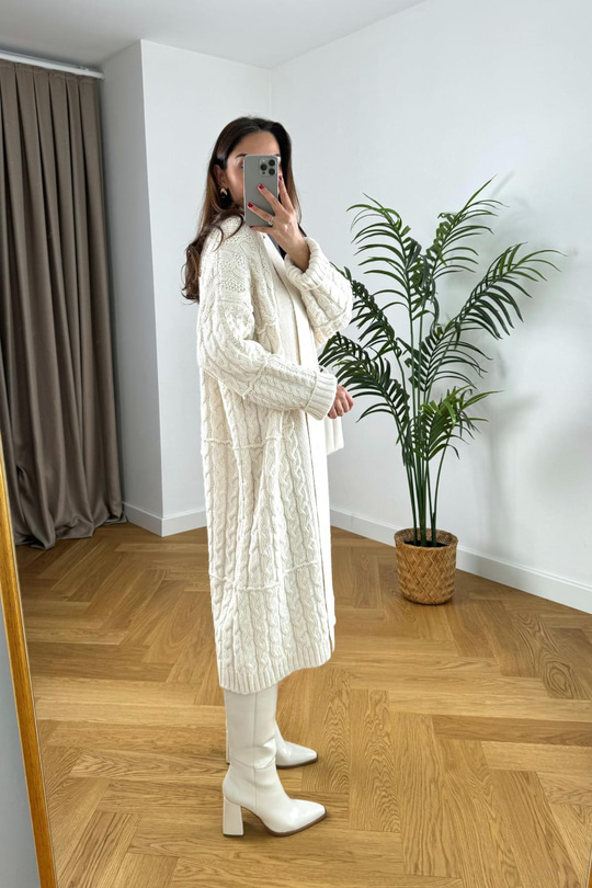 Elisse Örgü Detaylı Şal Yaka Premium Hırka
