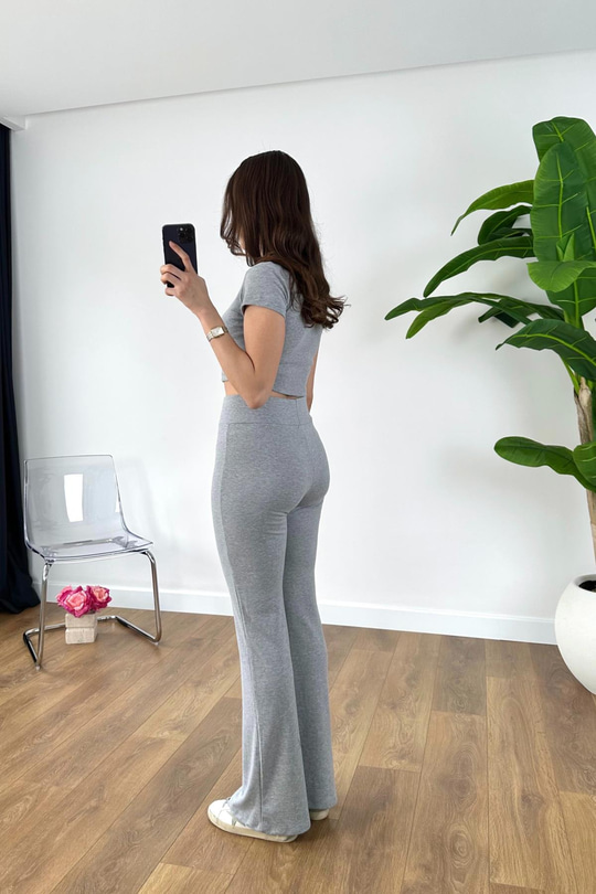 Diana Gri Crop Takım