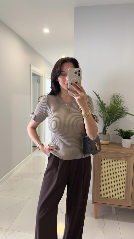 Dilvin Cesla Koyu Vizon Fitilli Fiyonk Detaylı Triko