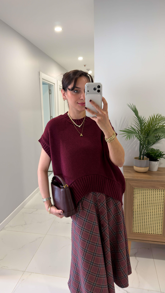 Dilvin Delissa Bordo Süveter Triko