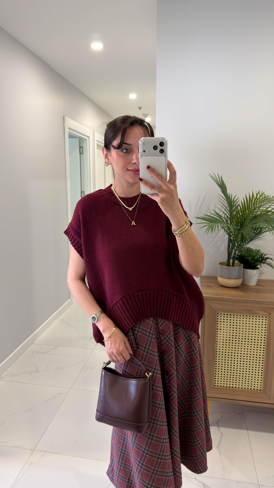 Dilvin Delissa Bordo Süveter Triko