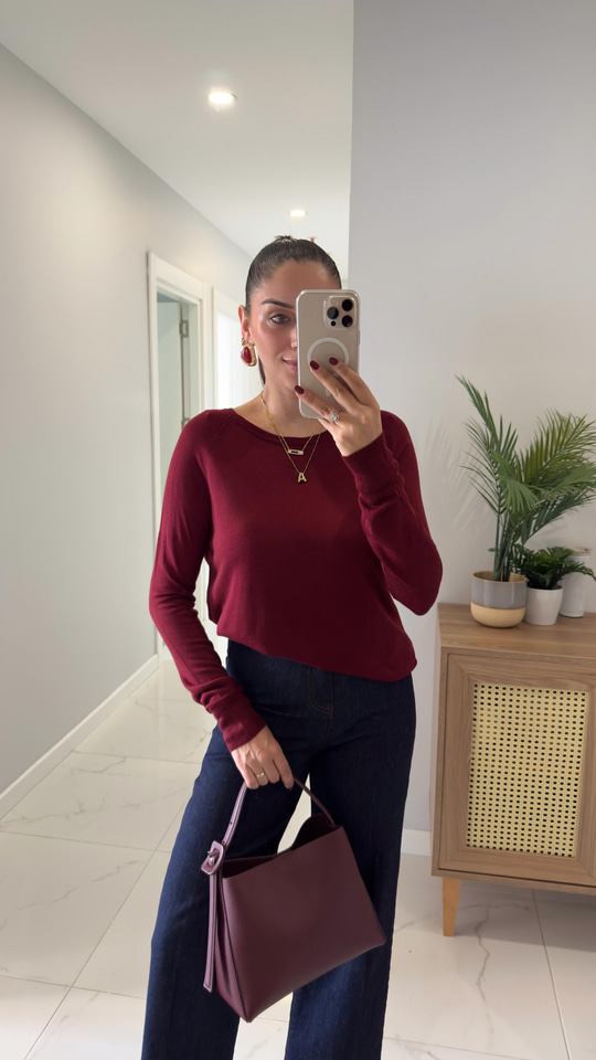 Dilvin Ola Bordo Bisiklet Yaka Basic İnce Triko