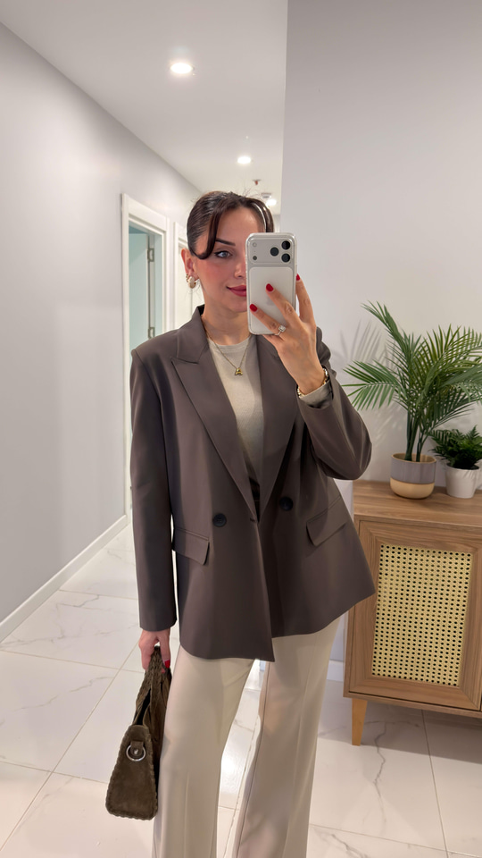 Dlvin Terra Haki İki Düğmeli Blazer Ceket