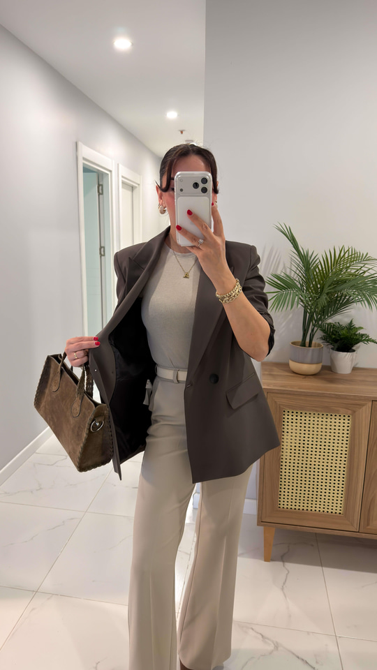Dlvin Terra Haki İki Düğmeli Blazer Ceket