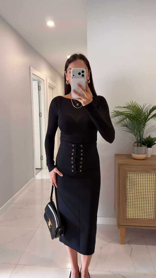 Dlvin Tosse Siyah Kayık Yaka Kaşmir Bluz