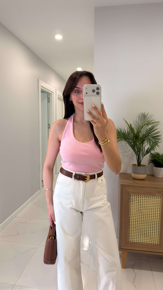 Dlvn Kennis Toz Pembe Halter Yaka Atlet