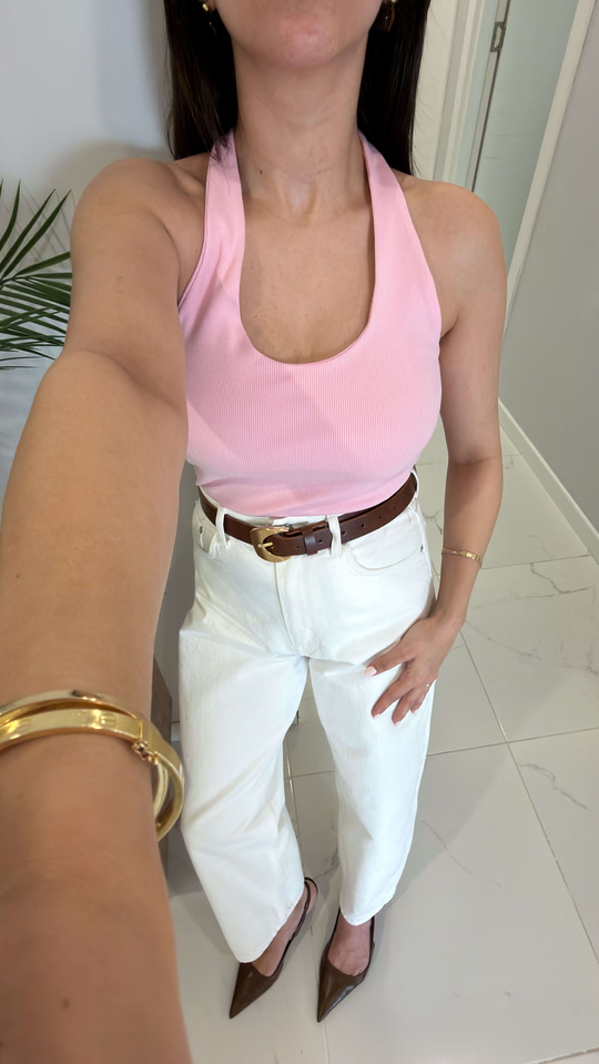 Dlvn Kennis Toz Pembe Halter Yaka Atlet