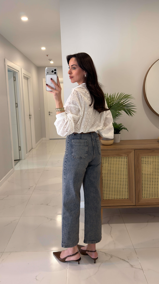 Dotre Koyu Mavi Tint Ekstra Yüksek Bel Kemerli Jean