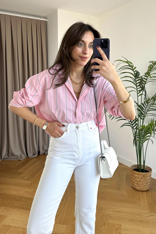 Sendy Pembe Çizgili Gömlek