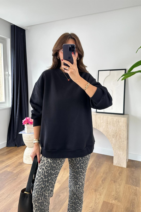 Plow Siyah Oversize Basic Sweatshirt