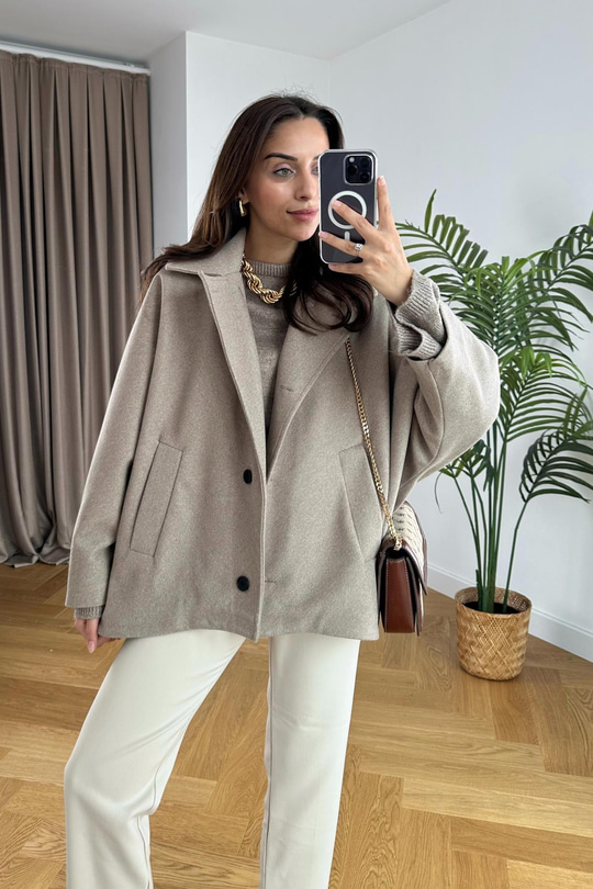 Vizon Kaşe Oversize Ceket