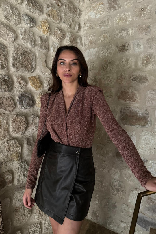 İlta Gül Kurusu Kendinden Işıltılı Bodysuit