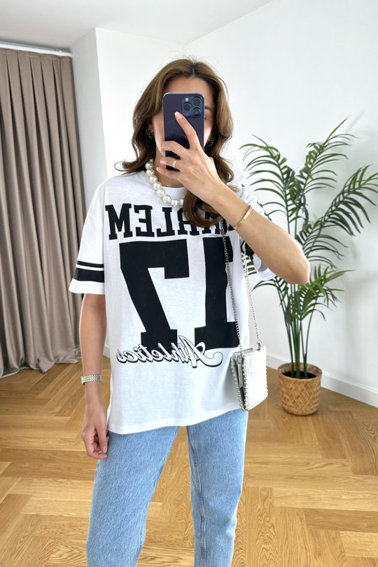 ZR Harlem Baskılı Beyaz Tişört