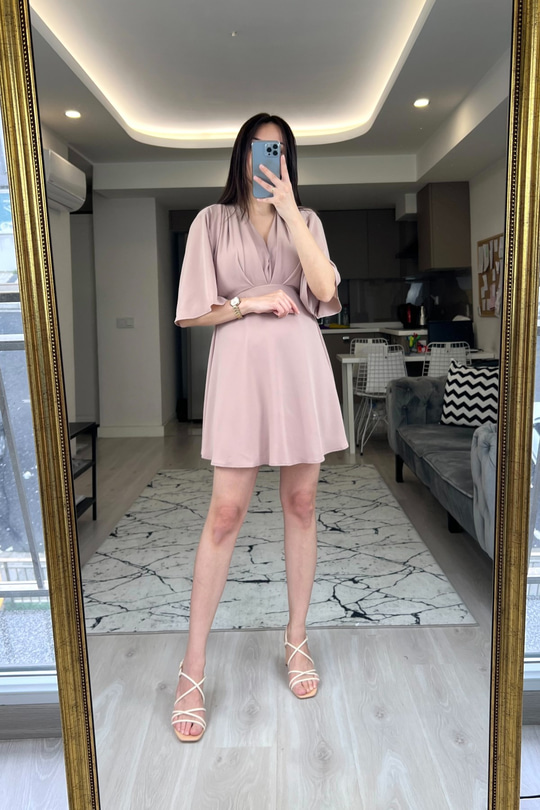 Gül Kurusu Astarlı Elbise