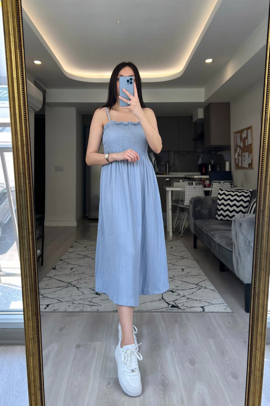 H&M Mavi Askılı Elbise