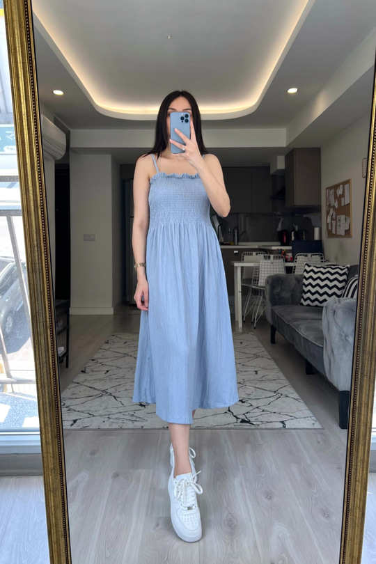 H&M Mavi Askılı Elbise