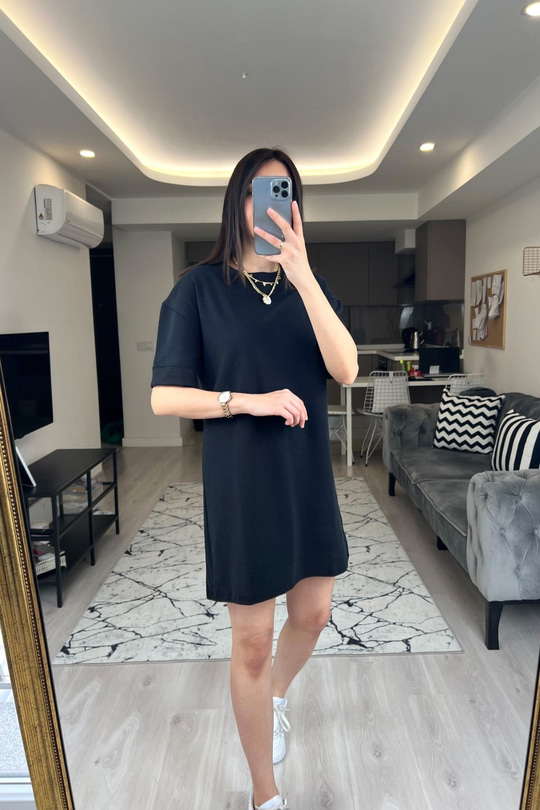 ZR Siyah Kısa Kollu Elbise