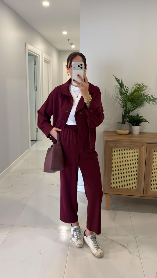Elevita Bordo Premium Gömlekli Takım