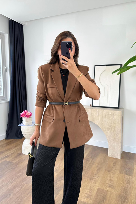 Larson Taba Astar Detaylı Blazer Ceket