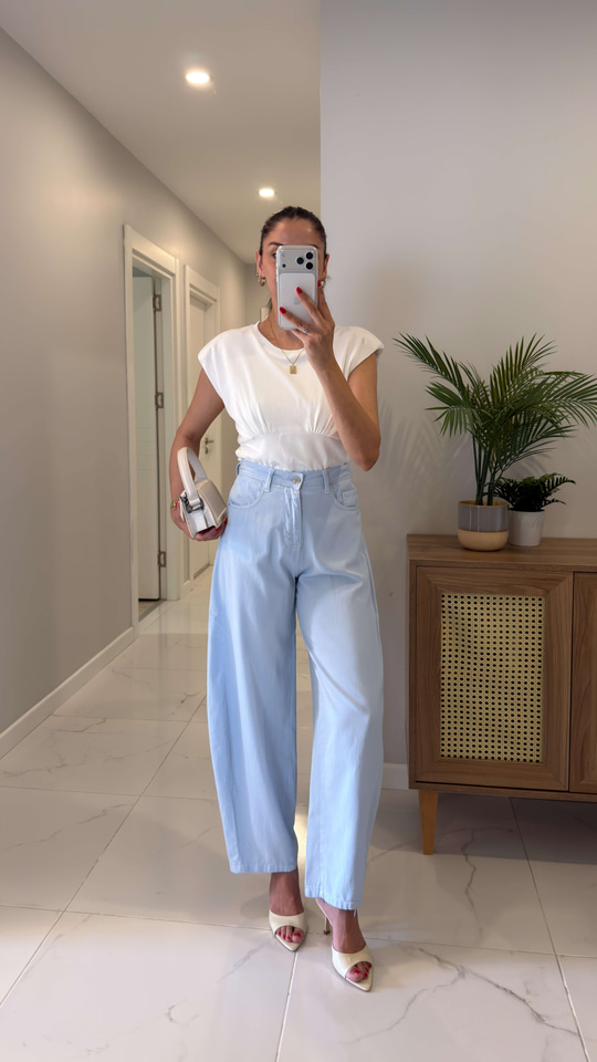 Findoz Bebe Mavi Bol Kesim Tensel Jean