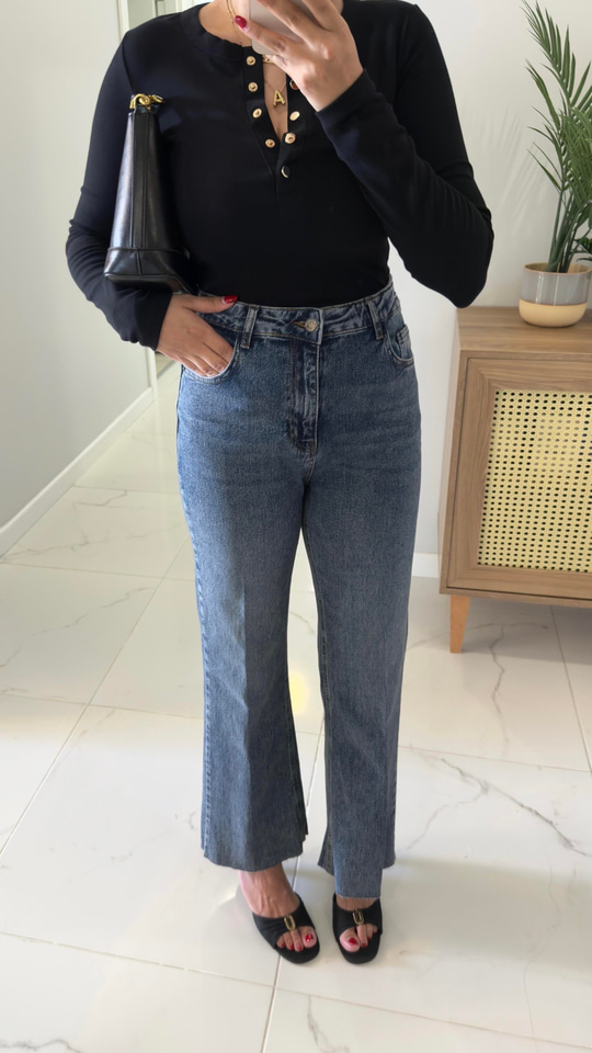 Fiorina Koyu Lacivert Flare Jean