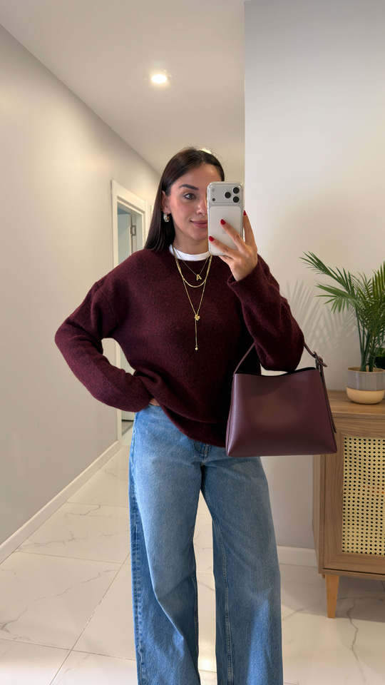 Folisse Bordo Basic Yün Kazak