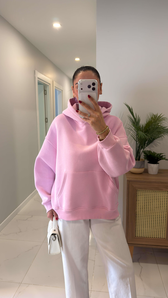 Fora Pembe Cep Detaylı Kapüşonlu Sweat