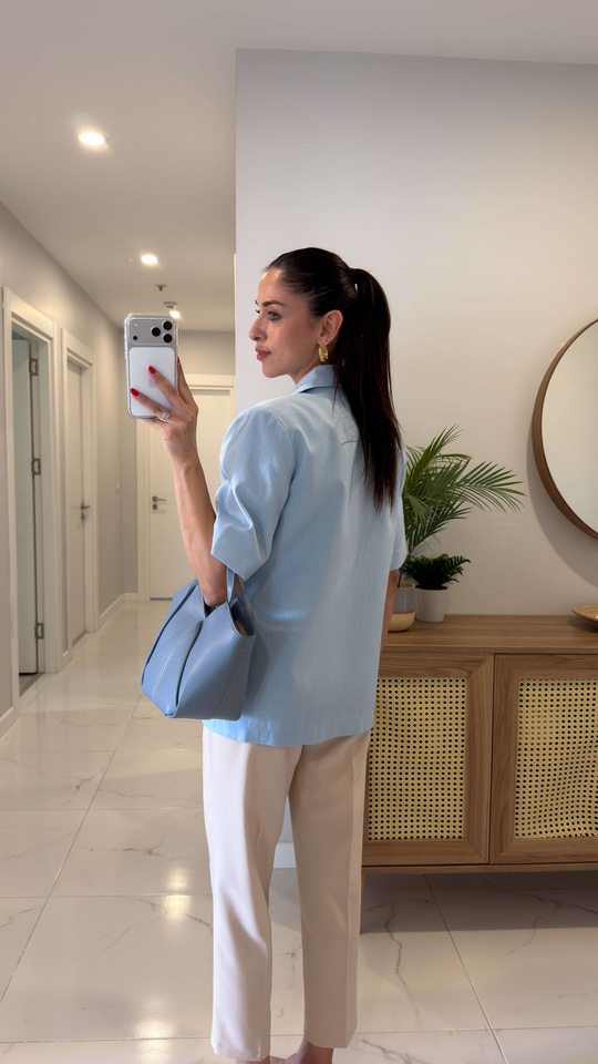 Gesta Bebe Mavi Kısa Kollu Düğmeli Ceket