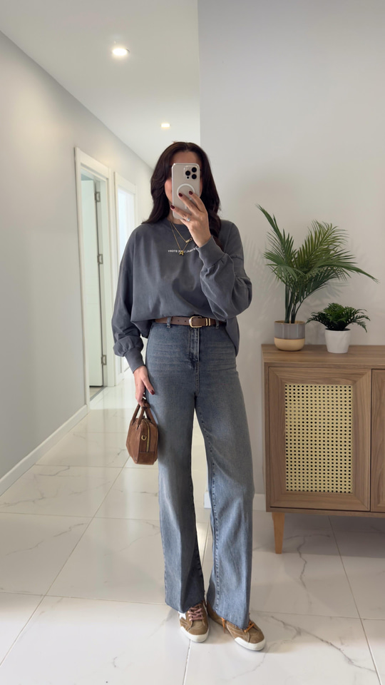Gita Mavi Kemerli Kesik Paça Straight Jean