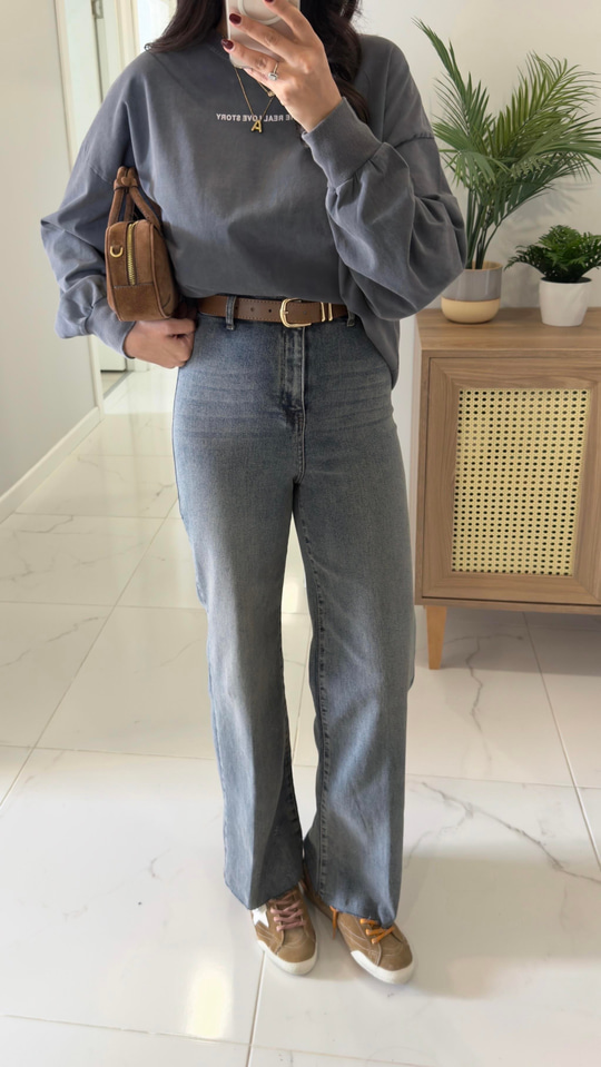 Gita Mavi Kemerli Kesik Paça Straight Jean