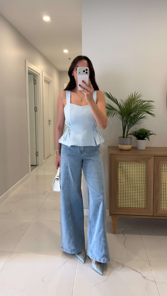 Golten Mavi Wıde Leg Jean