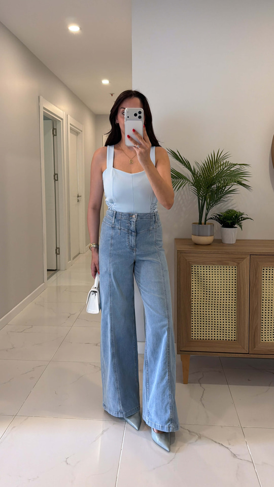 Golten Mavi Wıde Leg Jean