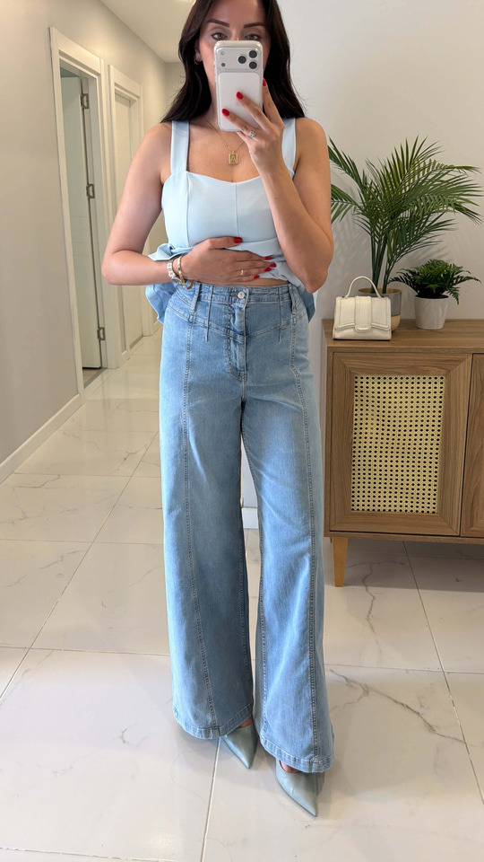 Golten Mavi Wıde Leg Jean
