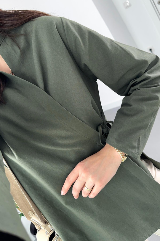 Garment Haki Bağlama Detaylı Gömlek