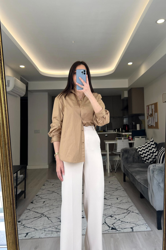 H&M Kahve Cotton Gömlek