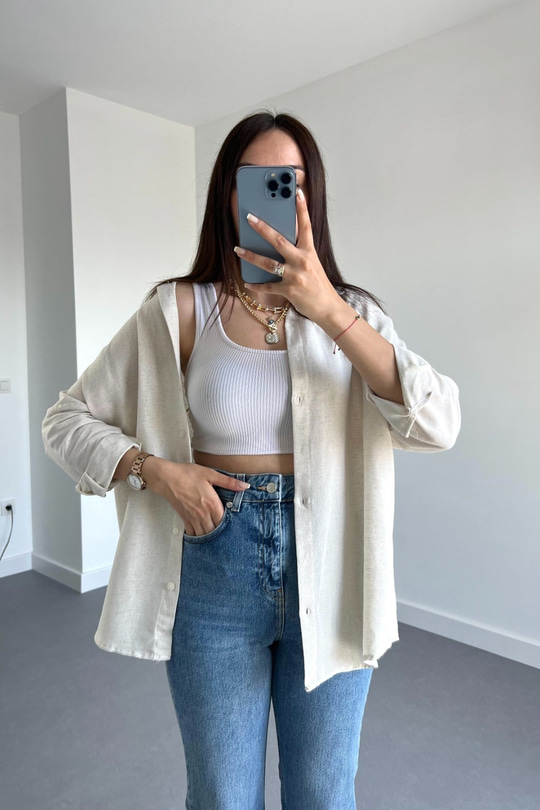 Oysho Model Taş Keten Gömlek